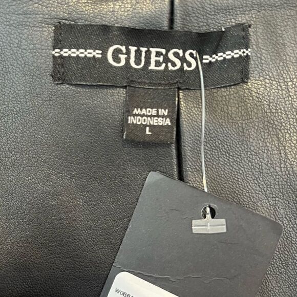 NWT GUESS Mirin Corset Faux-Leather Pants Black Women’s Size Large - Picture 3 of 4